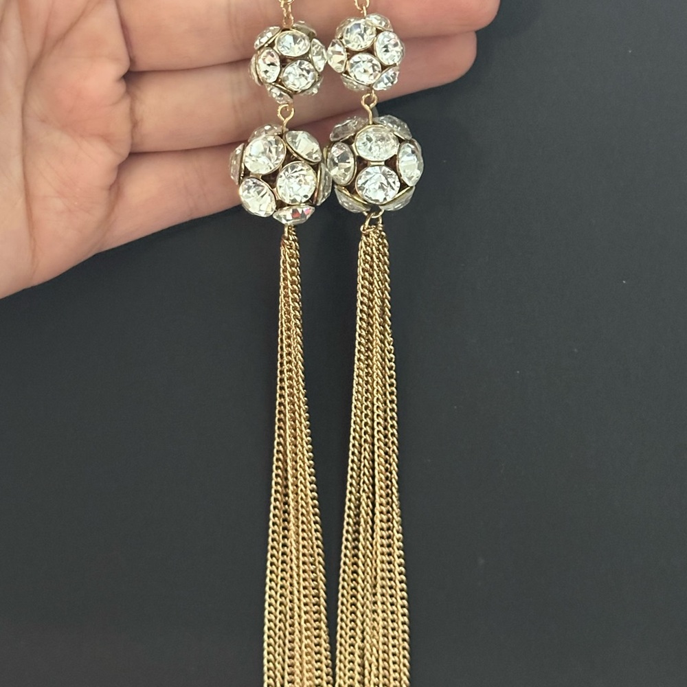 Elegant Gold and Silver Tassel Earrings